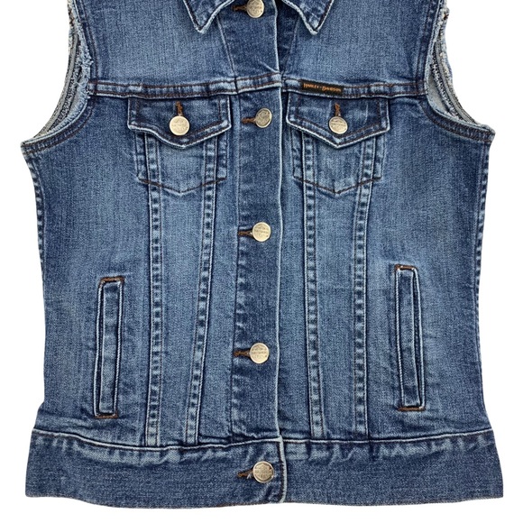 Harley Davidson Embroidered Denim Vest - Picture 6 of 16